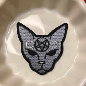 Metal cat iron-on patch